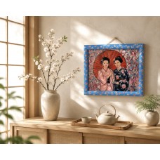 Geishas in the Blooming Sakura Garden – Original Oil Painting on Canvas, 40×50 cm | Artist Marina Stognieva
